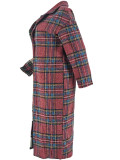 Women Winter Plaid Long Sleeve Long Coat