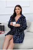 Plus Size Women Winter Hooded Flannel Bathrobe