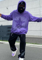 Men's and Women Loose Zipper Pentagram Loose Hoodies