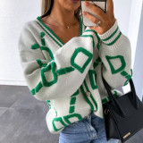 Autumn And Winter Sweater Jacket Single-Breasted Embroidered V-Neck Top Loose Knitting Cardigan