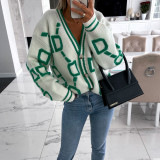 Autumn And Winter Sweater Jacket Single-Breasted Embroidered V-Neck Top Loose Knitting Cardigan