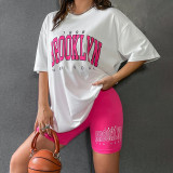 Women Loose Printed Short Sleeve T-Shirt and Shorts Casual Two-piece Set