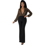 Women Casual Fall Print Long Sleeve Jumpsuit