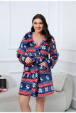 Plus Size Women Winter Hooded Flannel Bathrobe