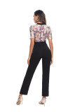 sexy plaid sequins patchwork short sleeve forma jumpsuit