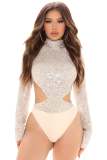 Women Sexy Long Sleeve sequins Cut Out Bodysuit