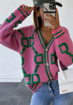 Autumn And Winter Sweater Jacket Single-Breasted Embroidered V-Neck Top Loose Knitting Cardigan