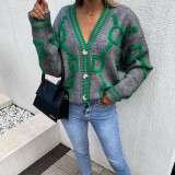 Autumn And Winter Sweater Jacket Single-Breasted Embroidered V-Neck Top Loose Knitting Cardigan