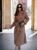 Women Fall/Winter Long Sleeve Turndown Collar Lace-Up Jacket