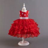 Girls Mesh Princess Cake Tutu Dress Festival Dress