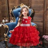 Girls Mesh Princess Cake Tutu Dress Festival Dress