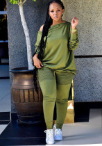 Autumn And Winter Women's Clothing Buttoned Off Shoulder Top Pants Casual Two-Piece Set