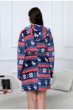 Plus Size Women Winter Hooded Flannel Bathrobe