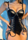 Women Lace-up PU-Leather Jumpsuit Sexy Lingerie