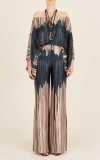 Summer Women's Printed Off Shoulder Top Slim Fit Wide Leg Pants Casual Chic Two Piece Set