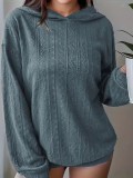 Women Knitting Solid Hoodies