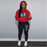 Plus Size Women's Fashion Print Contrast Color Tracksuits Sports Two-Piece Pants Set