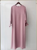 Plus Size Women Round Neck Solid Maxi Dress