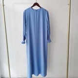 Plus Size Women Round Neck Solid Maxi Dress