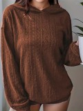 Women Knitting Solid Hoodies