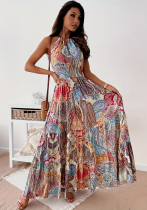 Plus Size Women Sexy Floral Backless Bohemian Maxi Dress