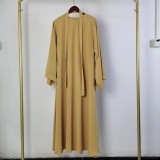 Women Round Neck Loose Solid Maxi Dress