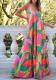 Women French V-neck Backless Printed Dress