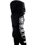Women Black Punk Peng Hooded Moon Print Long Sleeve Top