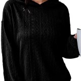 Women Knitting Solid Hoodies