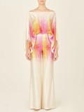 Summer Women's Printed Off Shoulder Top Slim Fit Wide Leg Pants Casual Chic Two Piece Set