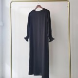Plus Size Women Round Neck Solid Maxi Dress