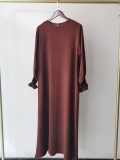 Plus Size Women Round Neck Solid Maxi Dress