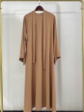 Women Round Neck Loose Solid Maxi Dress