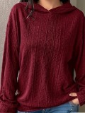 Women Knitting Solid Hoodies
