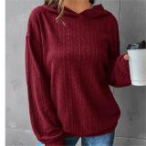 Women Knitting Solid Hoodies