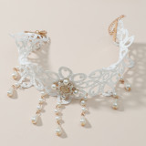 Vintage lace pearl bar necklace