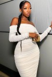 Women Long Sleeve Off Shoulder Mesh Mini Dress