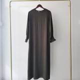 Plus Size Women Round Neck Solid Maxi Dress