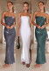 Summer Style Bright Solid Color Strapless Sexy Long Dress