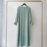 Plus Size Women Round Neck Solid Maxi Dress