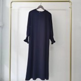 Plus Size Women Round Neck Solid Maxi Dress