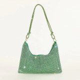 Mesh Rhinestone Knotted Armpit Bag Diamond-Encrusted Trendy Shoulder Evening Bag
