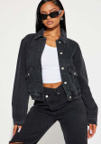 Women Elastic Waist Denim Jacket
