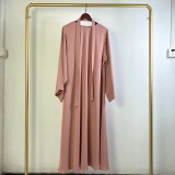 Women Round Neck Loose Solid Maxi Dress