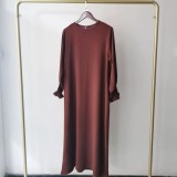 Plus Size Women Round Neck Solid Maxi Dress