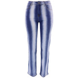 Retro Gradient Color Bell Bottom Denim Pants Women's Slim Fit Butt Lift Jeans
