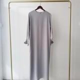 Plus Size Women Round Neck Solid Maxi Dress