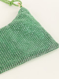 Mesh Rhinestone Knotted Armpit Bag Diamond-Encrusted Trendy Shoulder Evening Bag
