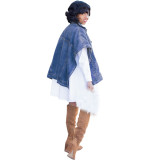 Women Fashion Shawl Denim Jacket