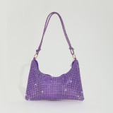 Mesh Rhinestone Knotted Armpit Bag Diamond-Encrusted Trendy Shoulder Evening Bag